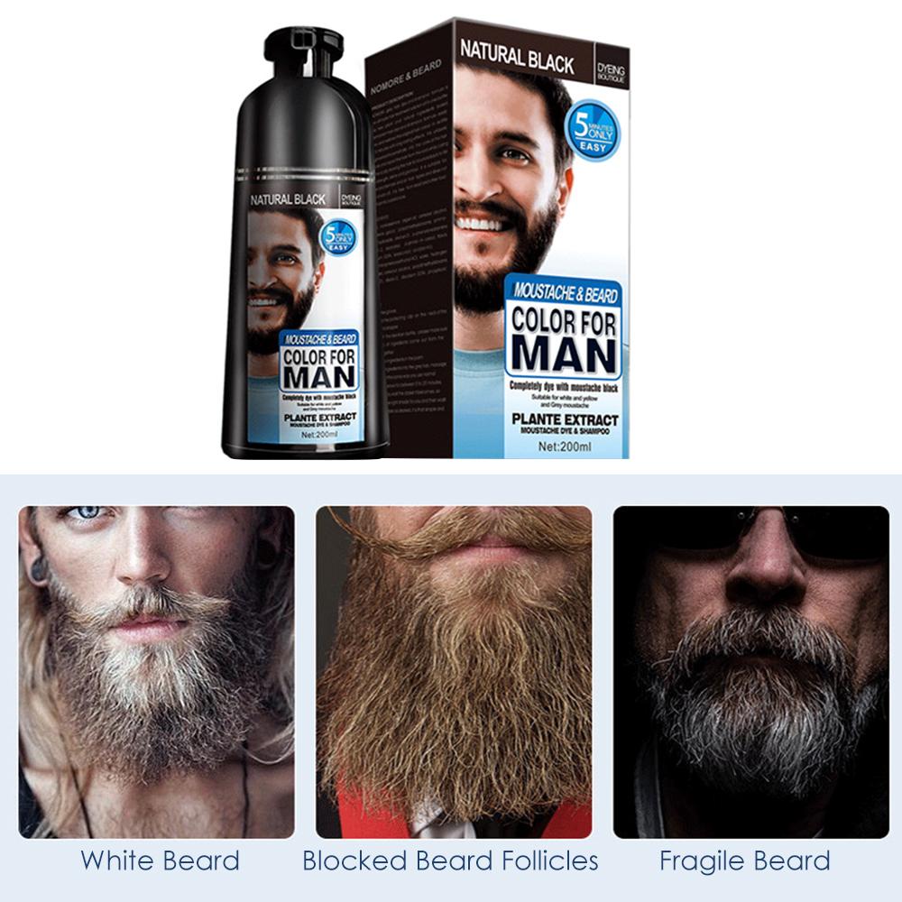 Beard Hair Color Shampoo for Men Natural Dye
