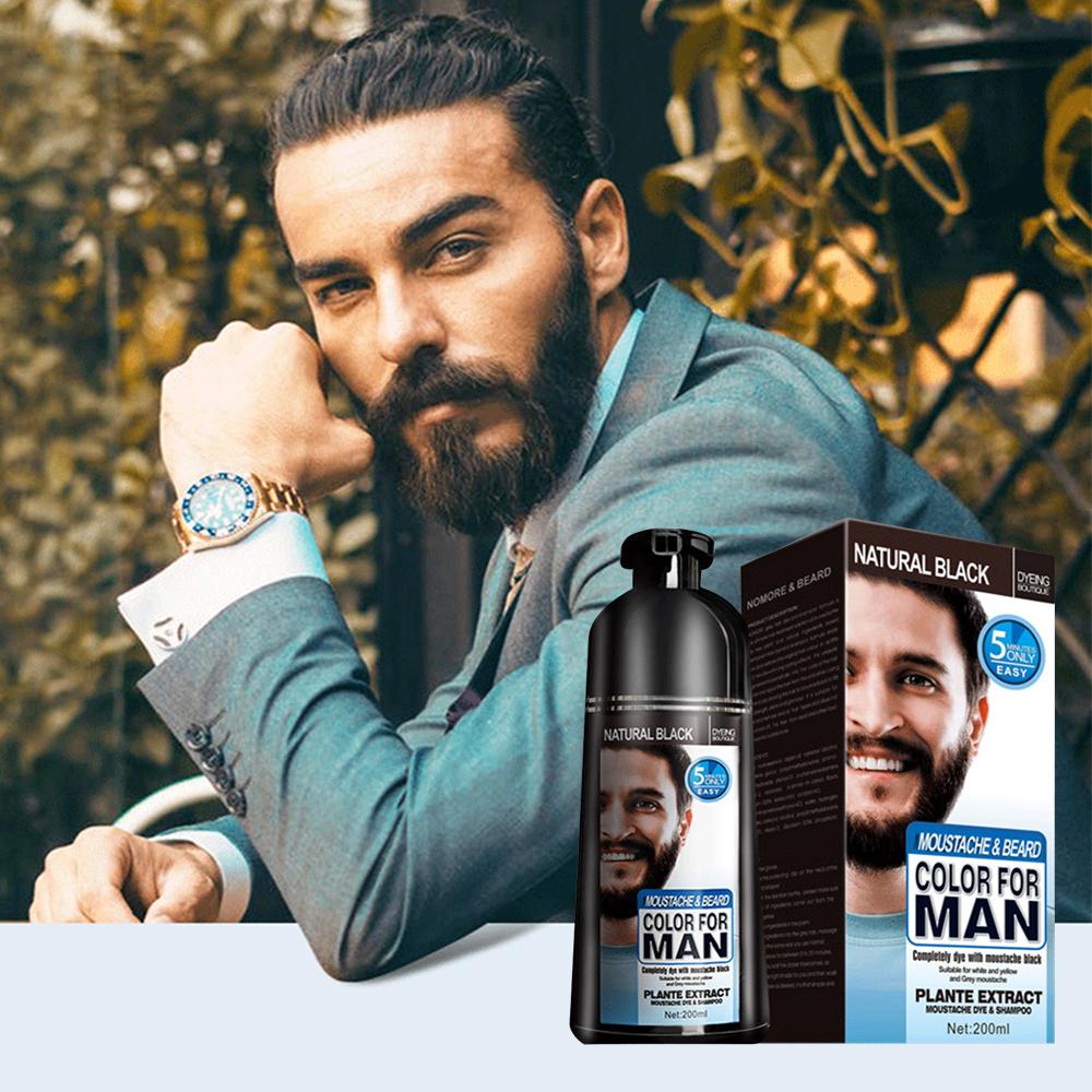 Beard Hair Color Shampoo for Men application on beard