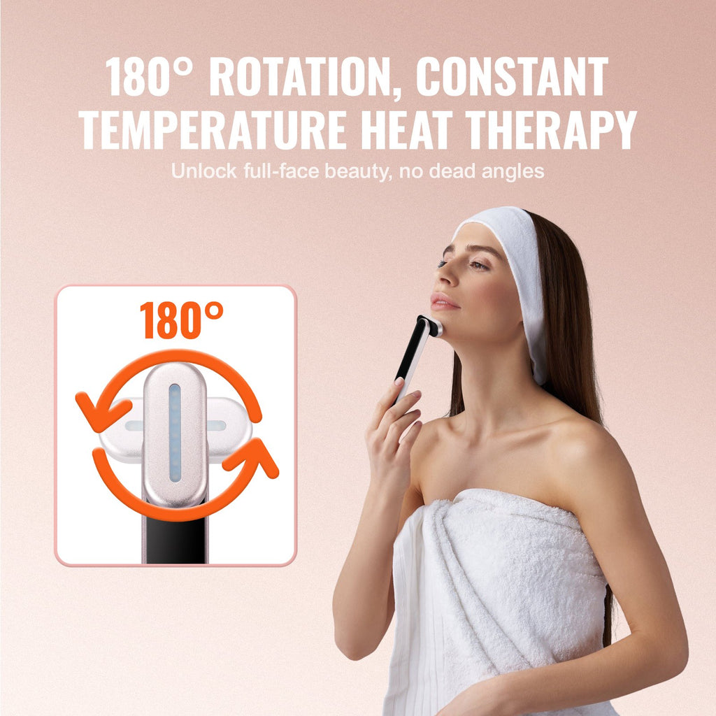 Red Light Therapy Wand For Face And Neck, 3-in-1 LED Facial Wand Red Light Therapy Device With Heating Therapy| Vibrating Facial Massage, Portable LED Beauty Wand