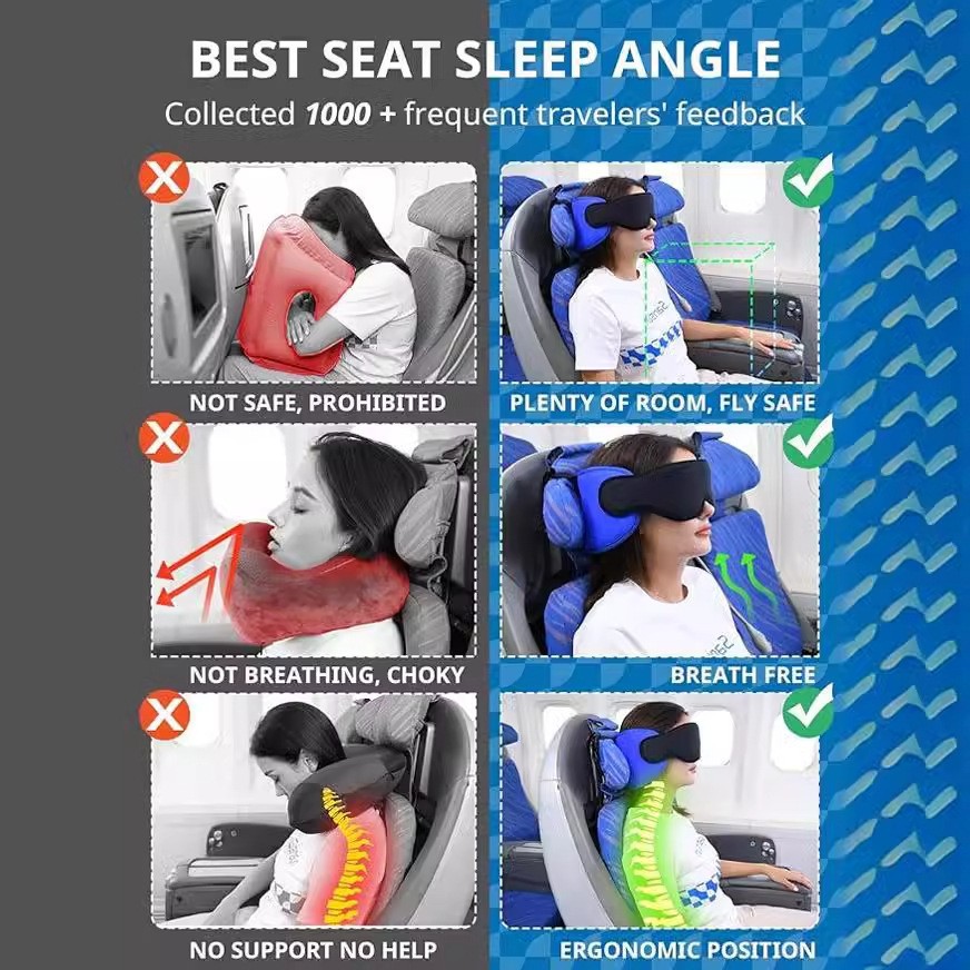 Memory Foam Filling Multifunctional Traveling Pillow With Eye Mask