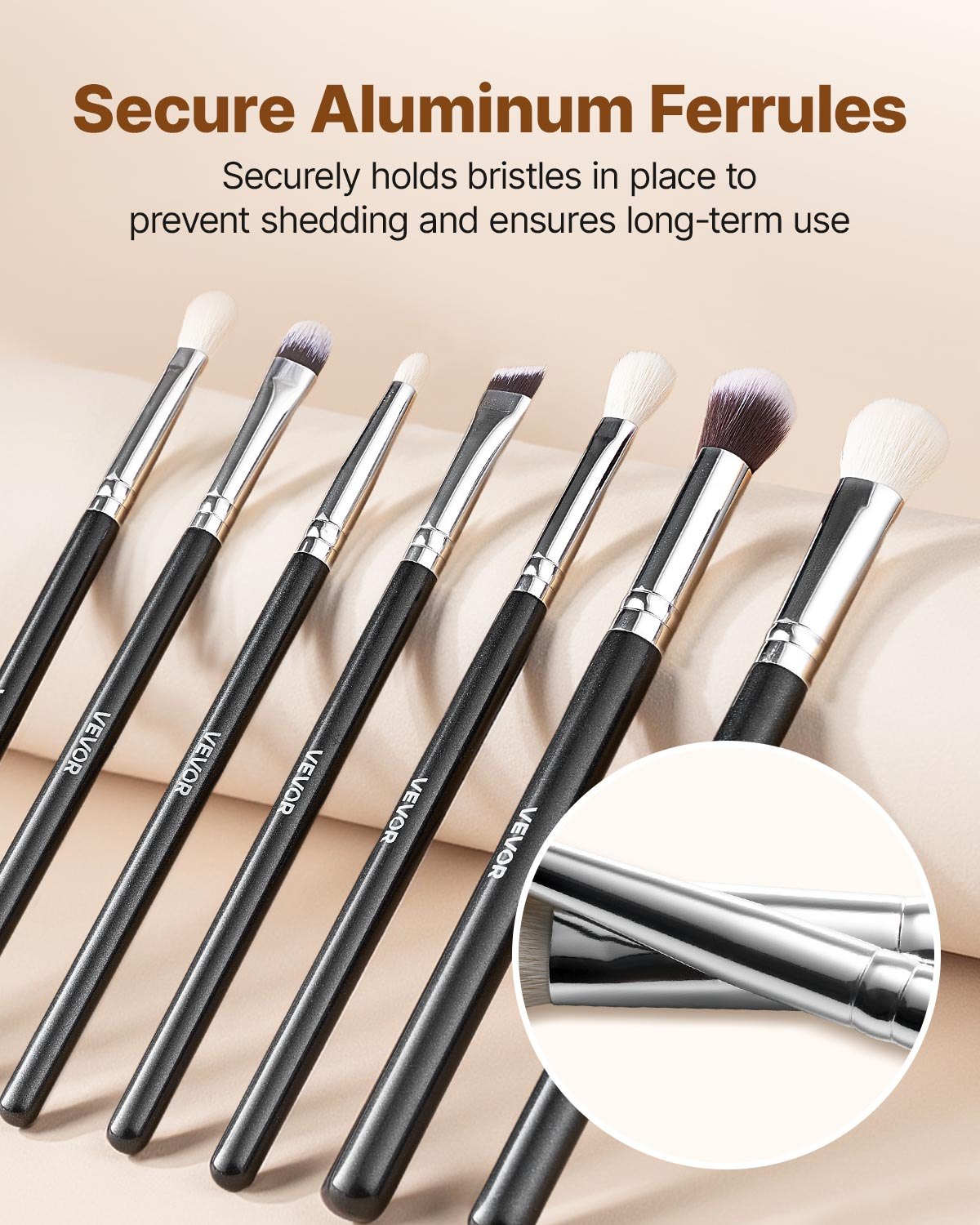 15-Piece Makeup Brush Set For Foundation Blending Eyeshadow, Professional Vegan Brushes With Soft Synthetic Bristles, Ergonomic Wood Handle & Aluminum Ferrule, Portable And Travel-Friendly