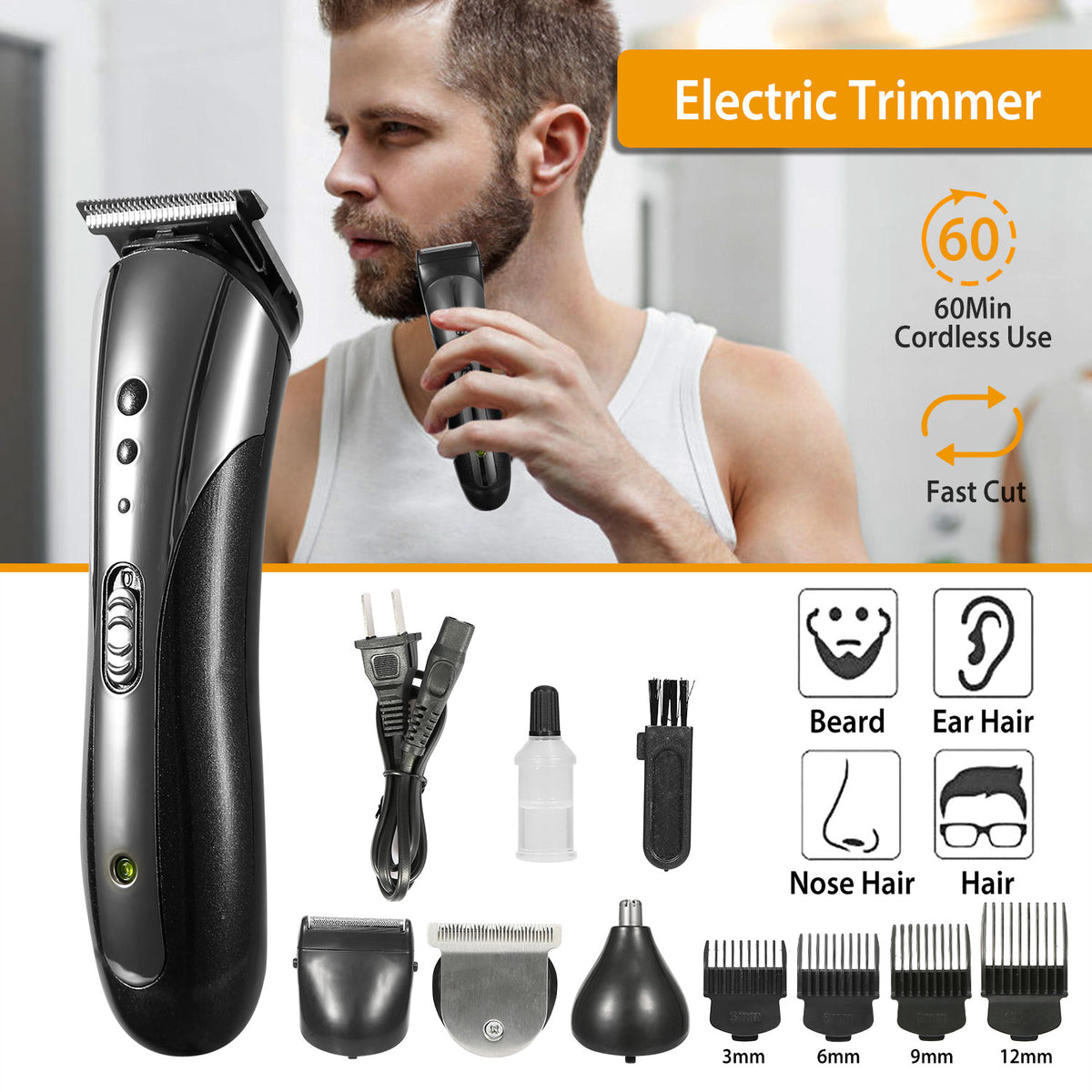 Electric Hair Clipper rechargeable grooming kit