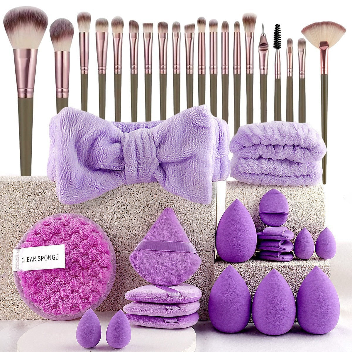 40-Piece Makeup Tool Set With Beauty Blender Soft Sponge Puffs