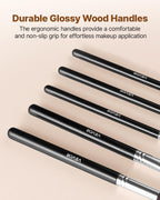 15-Piece Makeup Brush Set For Foundation Blending Eyeshadow, Professional Vegan Brushes With Soft Synthetic Bristles, Ergonomic Wood Handle & Aluminum Ferrule, Portable And Travel-Friendly